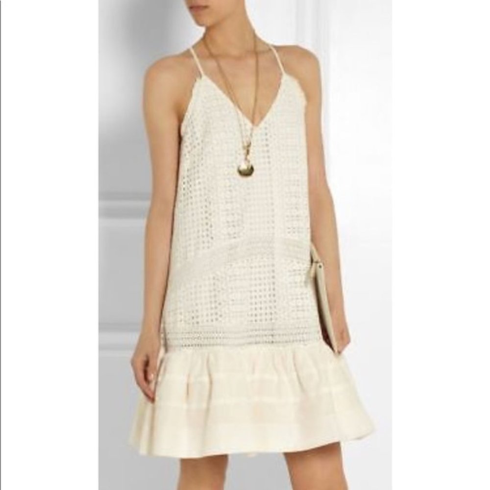 J. Crew Ruffle Eyelet Hem Spaghetti Strap Dress - Picture 1 of 12
